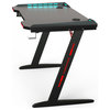 Cuneo Gaming Computer Desk with LED Lights in Black, 55"