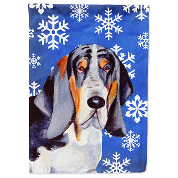 Lh9282Chf Basset Hound Winter Snowflakes Holiday Flag Canvas