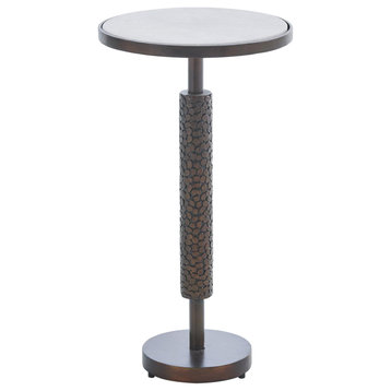 Hammered Martini Table, Bronze With White Marble