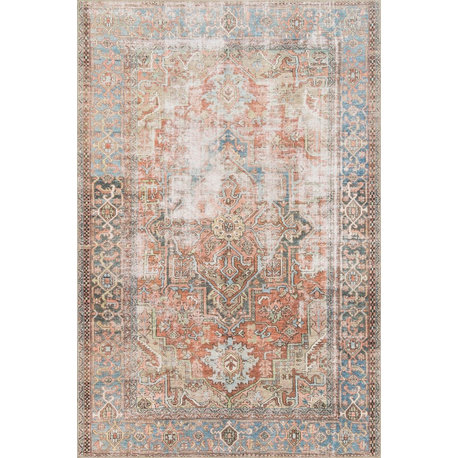 Terracotta, Sky Printed Polyester Loren Area Rug by Loloi, 7'6"x9'6"
