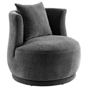 31.9" Wide Canton Upholstered 360 degree Swivel Barrel Chair, Grey