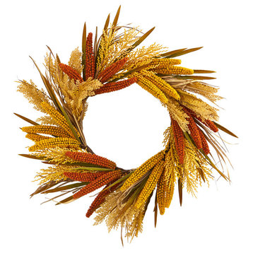 Nearly Natural 25" Sorghum Harvest Artificial Wreath