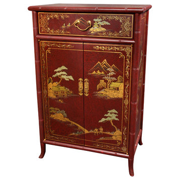 Japanese Shoe Cabinet, Red Crackle