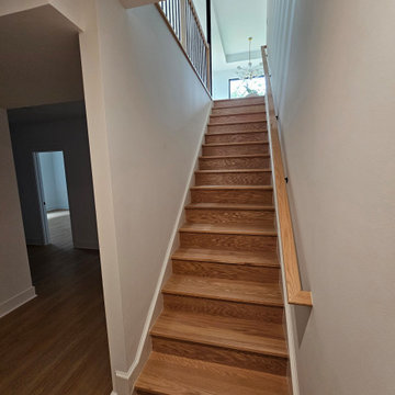 Project #124 | Contemporary Red Oak and Steel Staircase