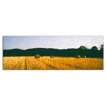 Golden Wheat Field Painted 36x12 Canvas Wall Art