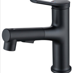RBROHANT - Three Functions Pull Out Single Hole Bathroom Sink Faucet, Black - Bathroom Sink Faucets