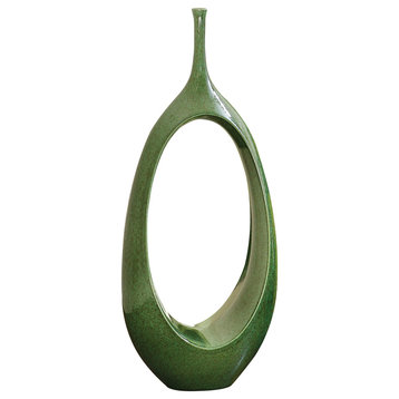 Open Oval Ring Vase, Emerald, Medium