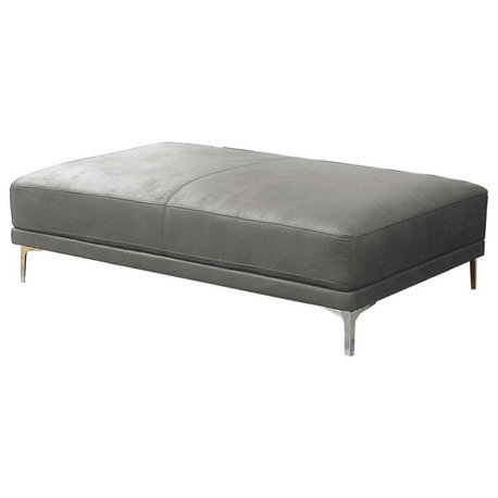 Poundex Furniture Faux Leather Cocktail Ottoman in Antique Gray