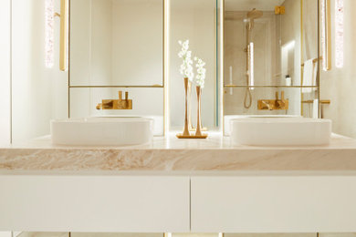 Design ideas for a mid-sized contemporary bathroom in Melbourne.