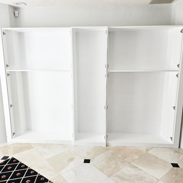 Custom Shaker Built-In Storage Cabinetry with Adjustable Shelves, 3” Crown