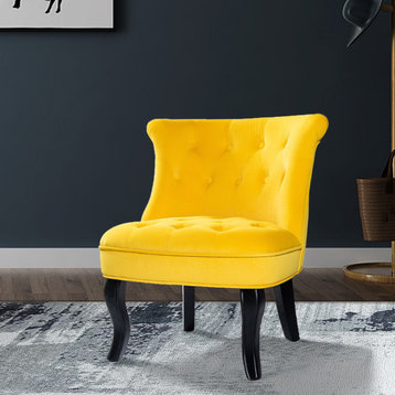 Jane Uphlostered Ottoman Accent Chair, Yellow