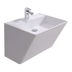 ADM Bathroom Design - ADM Rectangular Wall Mounted Sink, White, 24" - Bathroom Sinks