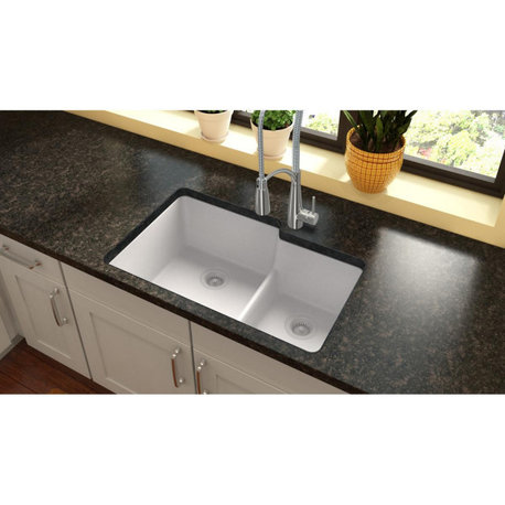 ELGULBO3322WH0 Quartz Classic 33" Undermount Sink with Aqua Divide, White