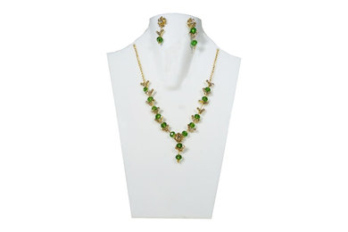 Antique Handmade Green Crystal Necklace Set for Girls & Women