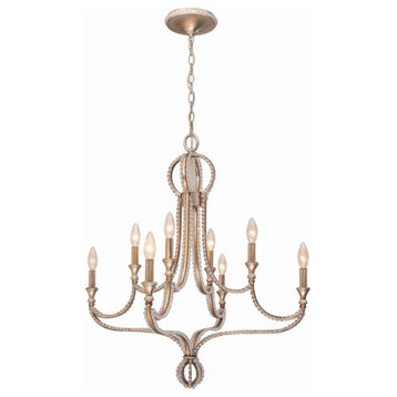 Garland 8-Light 30" Transitional Chandelier in Distressed Twilight with Hand C