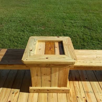 Deck with Pergola, benches and planter boxes