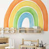 Watercolor Rainbow Vinyl Wall Sticker - Peel and Stick, Orange, Large 59"w X 48"h