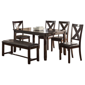 6-Piece Dining Set With X-Cross Chair, Espresso