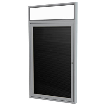 Ghent 36"x36" 1-Dr Silver Aluminum Headliner Fabric Letterboard Black