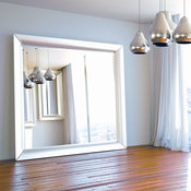 Oversized silver floor mirror