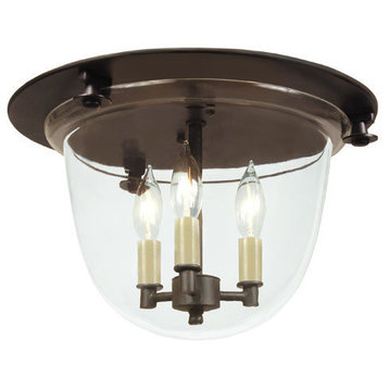 Classic Flush Mount Bell Lantern With Clear Glass, Oil Rubbed Bronze