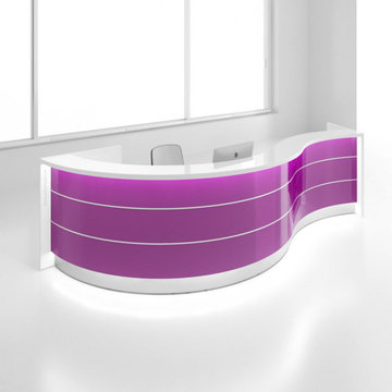 Valde Curved Reception Desk, Dark Pink by MDD Furniture