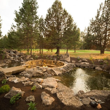 Broken Top Landscape Sunken Fire Pit, Water Feature, Pergola, Arbor & Raised Dec