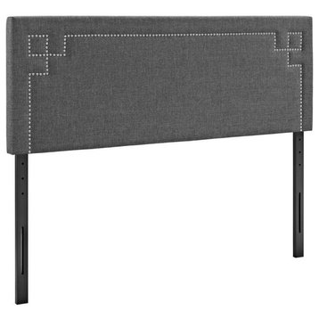 Modway Josie Queen Upholstered Polyester Fabric Headboard in Gray