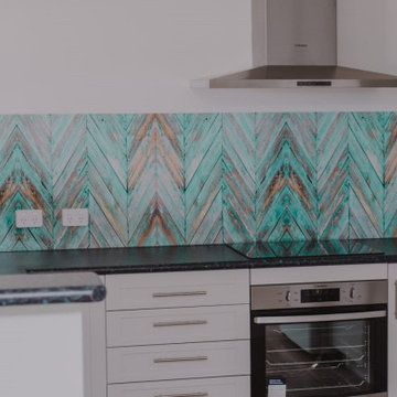 Kitchen Centre | DecoSplash Blue Parquetry