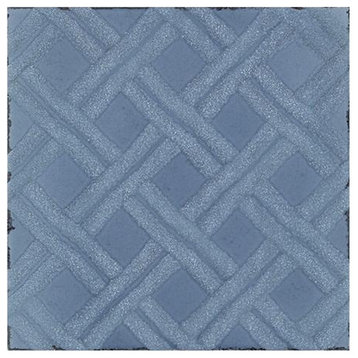 Annie Selke Lattice Smokey Blue Ceramic Wall Tile 6 x 6 in.