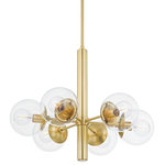 Mitzi by Hudson Valley Lighting - Meadow 6-Light Chandelier, Aged Brass - The last globe light you, ll ever buy. Perennially chic, Meadow adds simplistic beauty to any space in your home. The mix of delicate glass and timeless steel is decidedly modern with a slight nod to mid-century design. The Meadow collection includes wall lighting and ceiling lights. Available as a chandelier, wall sconce, semi-flush, flush mount, and pendant.