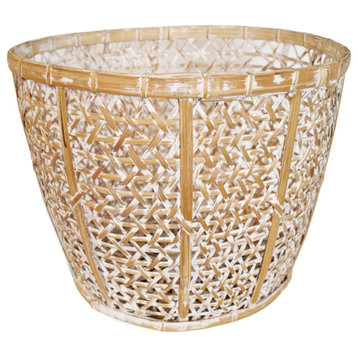Bamboo White Wash Basket Large