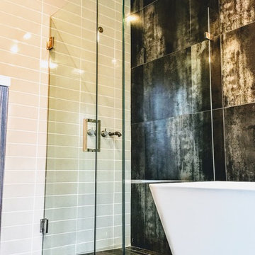 Custom bathroom glass, frameless shower enclosure