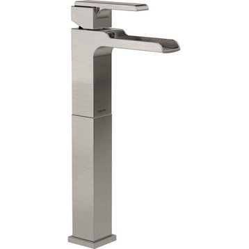 Delta Ara Single Handle Vessel Channel Bathroom Faucet, Stainless, 768LF-SS