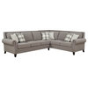 Pemberly Row Logan Pebble Brown Left Facing Sectional with Pillows