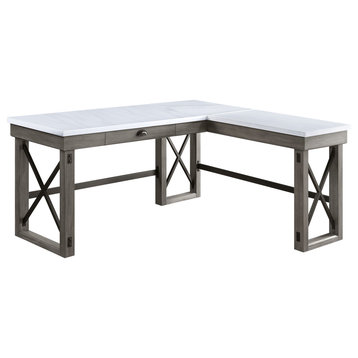 ACME Talmar Writing Desk With Lift Top, Marble Top and Weathered Gray