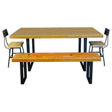 Reclaimed Wood Dining Table, Bench, Endurovar Finish, 36x72x30, Natural Wood