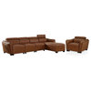 Furniture of America Holm Faux Leather Large Sectional and Chair Set in Brown