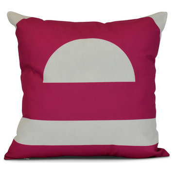 Lock, Geometric Print Pillow, Pink, 18"x18"
