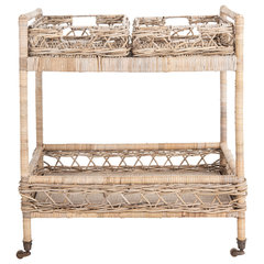 Butler Selena Grey & White Rattan Bar Cart