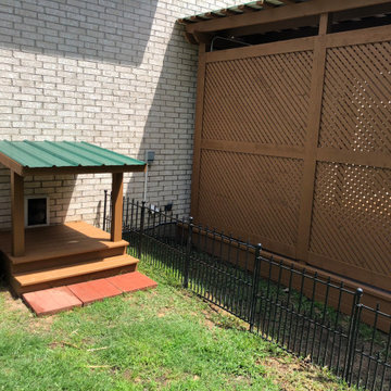 Lake house deck, cover, and dog door porch with cover