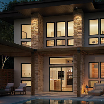 Milgard Patio Doors - Trinsic Series sliding door with Bronze exterior frame
