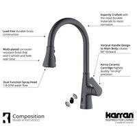 Karran Touchless One-Handle Triple Function Sprayer Faucet, Gunmetal Grey