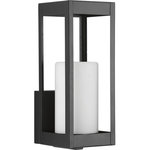 Progress Lighting - Patewood Collection 1-Light Small Wall Lantern, Black - Patewood lanterns have a modern shadowbox housing in a sleek Black finish constructed from durable stainless steel for years of reliability. The pillar candle style diffusers provide a crisp illumination for a pleasing complement to your homes exterior. Uses One 75 W Medium Base bulb (not included).