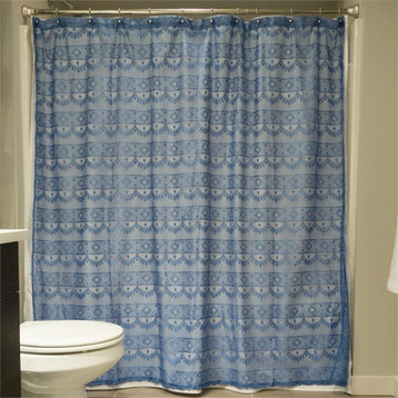 DII 72" Modern Style Fabric Lace Diamond Shower Curtain in Blueberry