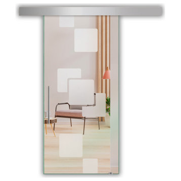 Sliding Glass Door With Designs ALU100, 36"x81"