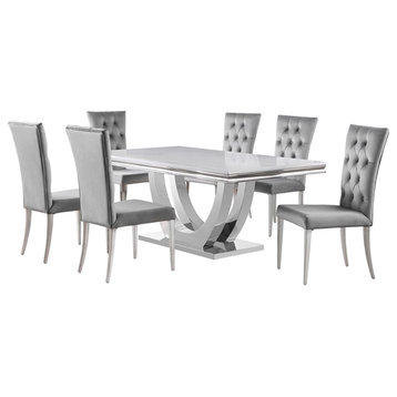 Coaster Kerwin 7-piece Modern Metal Base Dining Room Set in Gray and Chrome