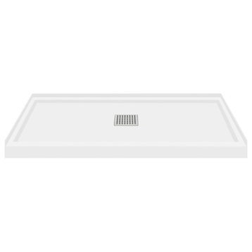 Transolid Linear 48"x32" Single Threshold Shower Base with a Center Drain, White