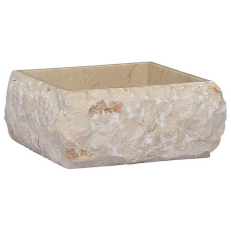 vidaXL Sink Bathroom Wash Basin Vessel Sink Black 11.8"x11.8"x5.1" Marble, Cream