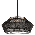 Troy Lighting - Hunters Point 1-Light Pendant, Espresso, Woven Rattan, Clear Glass Shade, 36" - The story of Hunters Point is one of sustainable work done by hand. The buri ting-ting woven around its outer frame is a form of rattan hand-harvested. It's then stripped by artisans into fine pieces and dyed in our espresso finish; these pieces are tied tightly around the metal frame, the form of which complements the oblong shape of the thick glass shade inside. The result is a layered piece with presence.